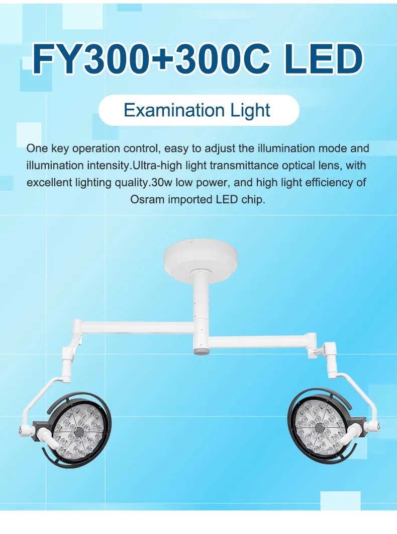Lampada operatoria Shadowless con luce chirurgica a doppia testa LED Osram per ospedale